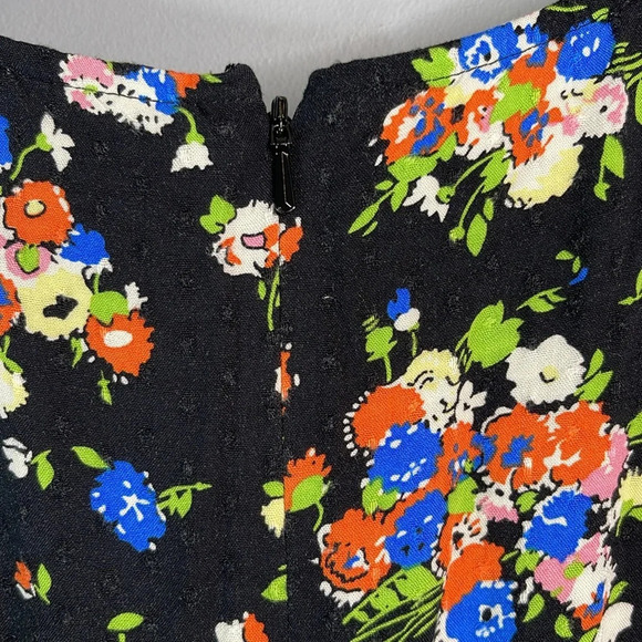 BODEN Wild Cluster Floral Print Crew Neck Fit and Flare Dress Black Swiss Dot 4 - Picture 8 of 14